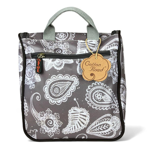 Cotton Road Toiletry Bag: BROWN PVC Hanging Vanity Bag with PAISLEY Print
