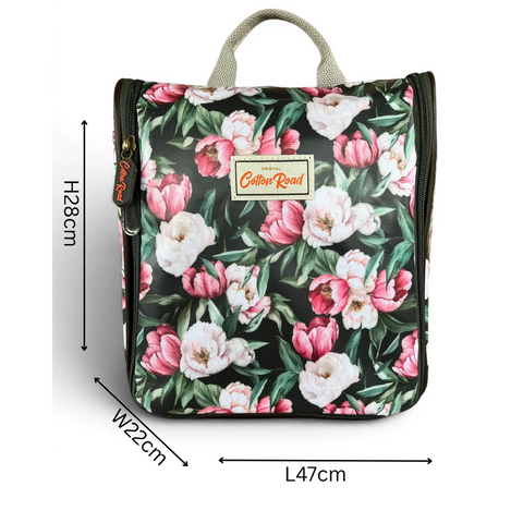 Cotton Road Toiletry Bag: GREEN FLORAL PVC Hanging Vanity for women