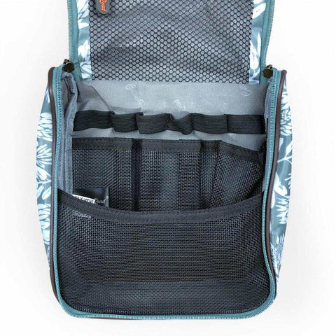 Cotton Road Toiletry Bag: GREEN PVC Hanging Vanity Bag with PROTEAS