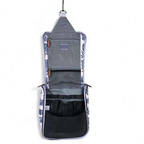 Cotton Road Toiletry Bag: GREY PVC Hanging Vanity Bag with PROTEAS