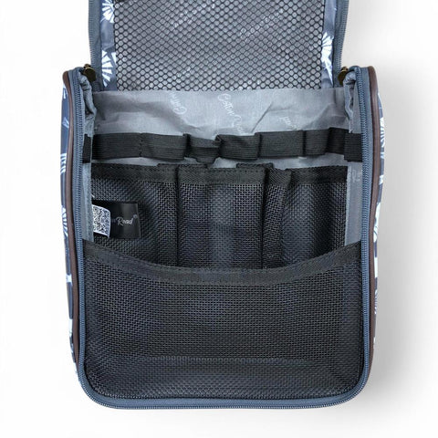 Cotton Road Toiletry Bag: GREY PVC Hanging Vanity Bag with WINDMILLS