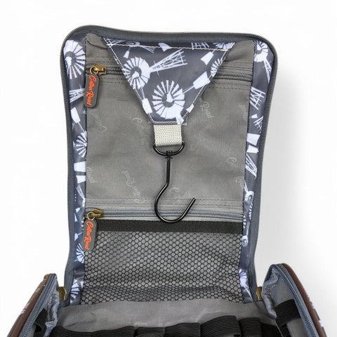 Cotton Road Toiletry Bag: GREY PVC Hanging Vanity Bag with WINDMILLS