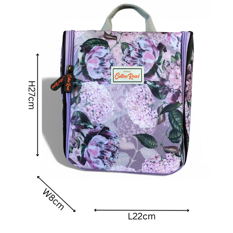 Cotton Road Toiletry Bag: LILAC FLORAL PVC Hanging Vanity Bag