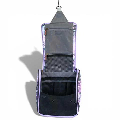 Cotton Road Toiletry Bag: LILAC FLORAL PVC Hanging Vanity Bag