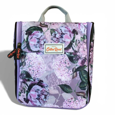 Cotton Road Toiletry Bag: LILAC FLORAL PVC Hanging Vanity Bag