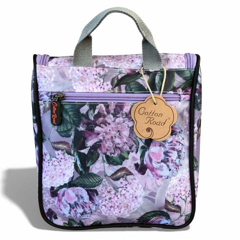 Cotton Road Toiletry Bag: LILAC FLORAL PVC Hanging Vanity Bag