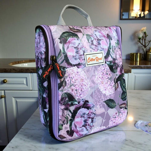 Cotton Road Toiletry Bag: LILAC FLORAL PVC Hanging Vanity Bag