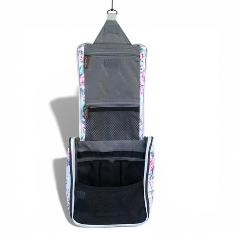 Cotton Road Toiletry Bag: MINT GREEN FLORAL PVC Hanging Vanity Bag