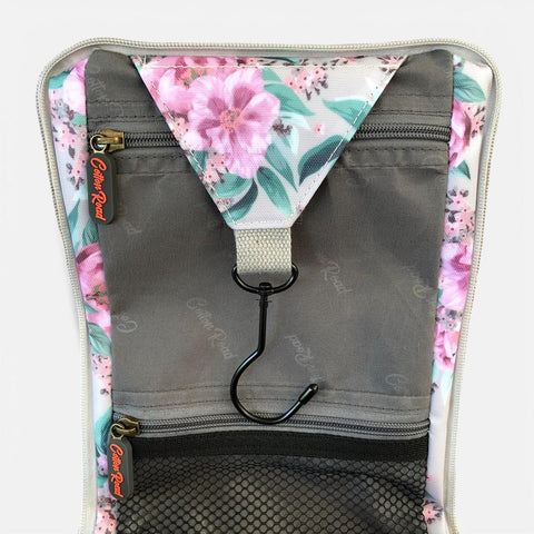 Cotton Road Toiletry Bag: MINT GREEN FLORAL PVC Hanging Vanity Bag