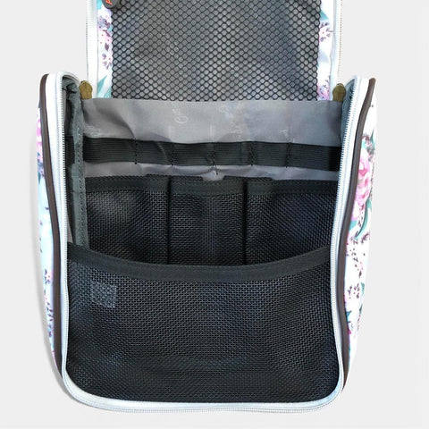 Cotton Road Toiletry Bag: MINT GREEN FLORAL PVC Hanging Vanity Bag