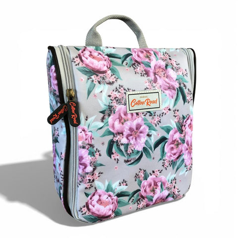 Cotton Road Toiletry Bag: MINT GREEN FLORAL PVC Hanging Vanity Bag