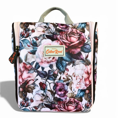 Cotton Road Toiletry Bag: PINK FLORAL PVC Hanging Vanity Bag