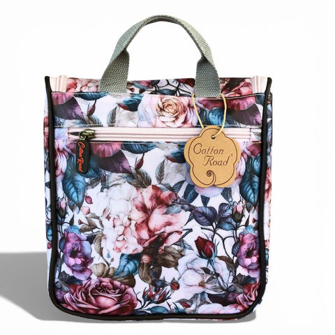 Cotton Road Toiletry Bag: PINK FLORAL PVC Hanging Vanity Bag