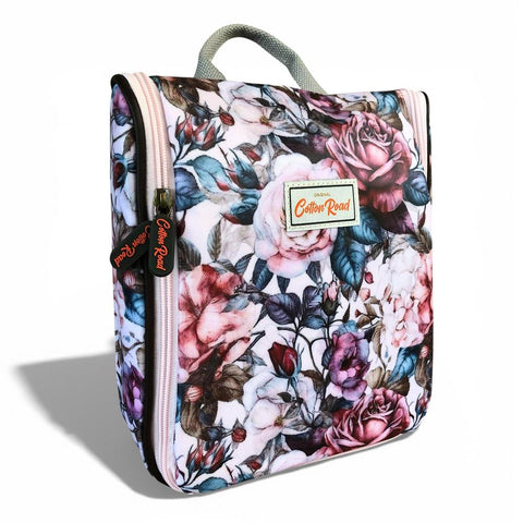 Cotton Road Toiletry Bag: PINK FLORAL PVC Hanging Vanity Bag