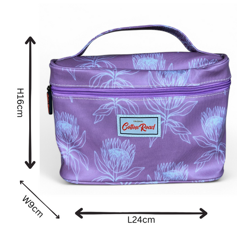 Cotton Road Toiletry Bag: PINK PVC 4pce Vanity Toiletry Set with PROTEAS