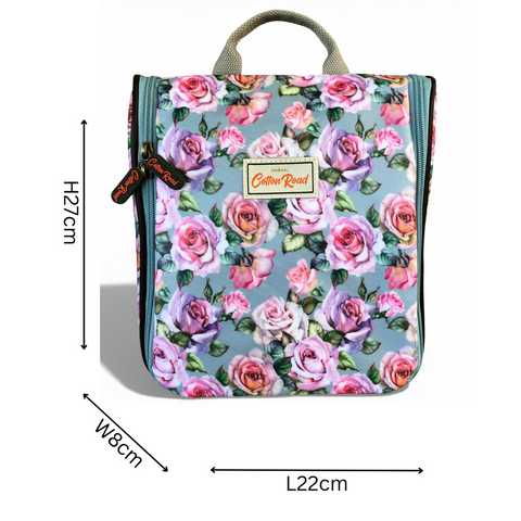 Cotton Road Travel Bag: BLUE FLORAL PVC Overnight Bag with Matching Vanity