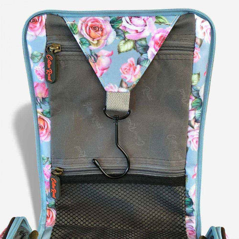 Cotton Road Travel Bag: BLUE FLORAL PVC Overnight Bag with Matching Vanity