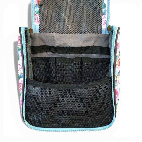 Cotton Road Travel Bag: BLUE FLORAL PVC Overnight Bag with Matching Vanity