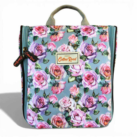 Cotton Road Travel Bag: BLUE FLORAL PVC Overnight Bag with Matching Vanity