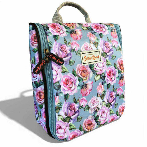 Cotton Road Travel Bag: BLUE FLORAL PVC Overnight Bag with Matching Vanity