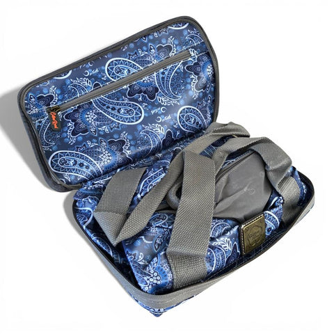 Cotton Road Travel Bag: BLUE PAISLEY Print PVC Foldaway WEEKENDER Travel Bag