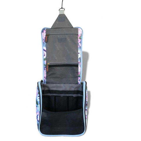 Cotton Road Travel Bag: BLUE PVC Foldaway WEEKENDER Bag and Matching Vanity Bag Set