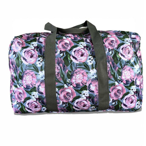 Cotton Road Travel Bag: BLUE PVC Foldaway WEEKENDER Bag and Matching Vanity Bag Set