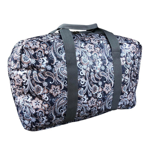Cotton Road Travel Bag: BLUE PVC Foldaway WEEKENDER Travel Bag with PAISLEY Print