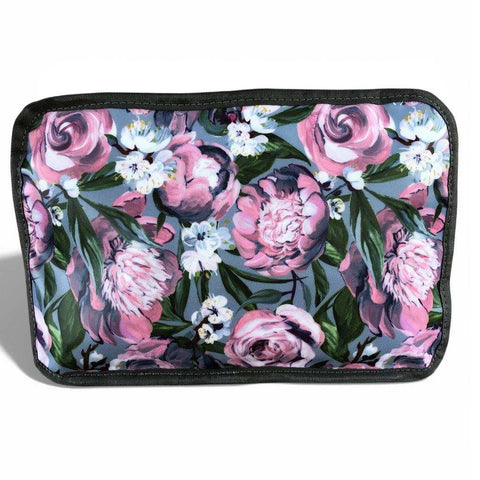 Cotton Road Travel Bag: BLUE PVC Foldaway WEEKENDER Travel Bag with PURPLE PINK Flowers