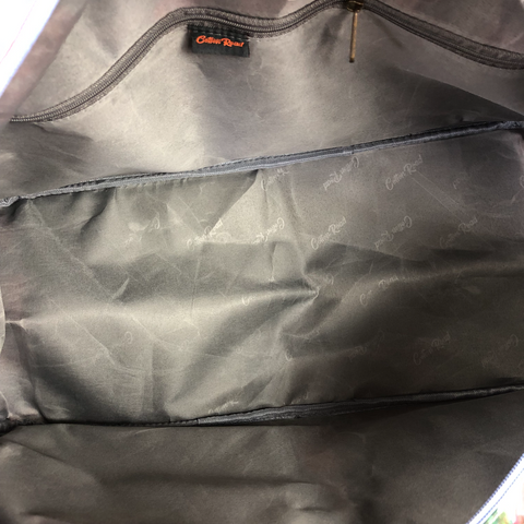 Cotton Road Travel Bag: BLUE PVC Overnight Travel Bag with PINK ROSES