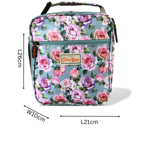 Cotton Road Travel Bag: Blue Floral PVC Overnight with Matching Cooler Vanity