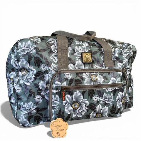 Cotton Road Travel Bag: GREEN FLORAL PVC Foldaway WEEKENDER Travel Bag