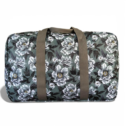 Cotton Road Travel Bag: GREEN FLORAL PVC Foldaway WEEKENDER Travel Bag