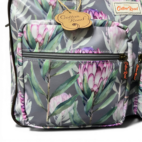 Cotton Road Travel Bag: GREY PROTEA Print PVC Overnight Bag