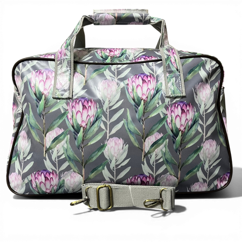 Cotton Road Travel Bag: GREY PROTEA Print PVC Overnight Bag