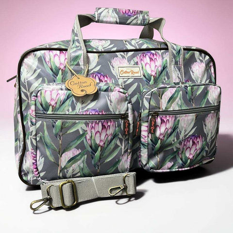 Cotton Road Travel Bag: GREY PROTEA Print PVC Overnight Bag
