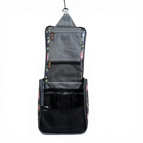 Cotton Road Travel Bag: GREY PVC Overnight with PROTEAS and Matching Vanity Bag