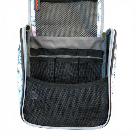 Cotton Road Travel Bag: GREY ROSE Print PVC Foldaway WEEKENDER Bag with Matching Vanity Bag