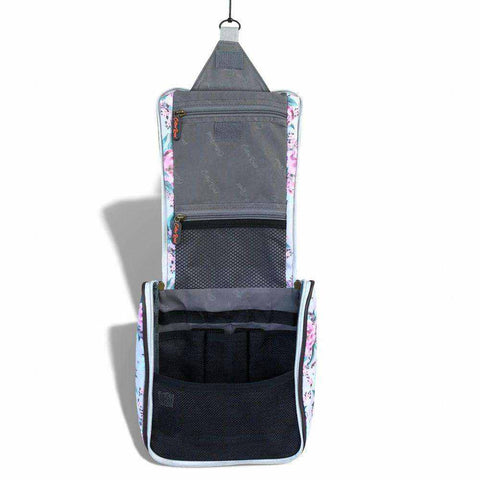 Cotton Road Travel Bag: MINT GREEN FLORAL PVC Foldaway WEEKENDER with Matching Vanity Bag Set
