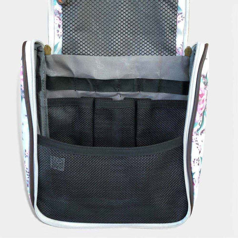 Cotton Road Travel Bag: MINT GREEN FLORAL PVC Foldaway WEEKENDER with Matching Vanity Bag Set