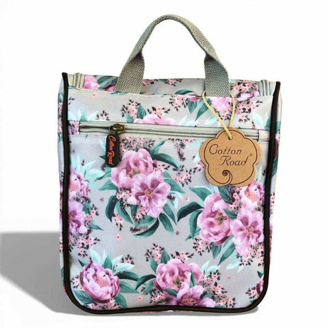 Cotton Road Travel Bag: MINT GREEN FLORAL PVC Foldaway WEEKENDER with Matching Vanity Bag Set