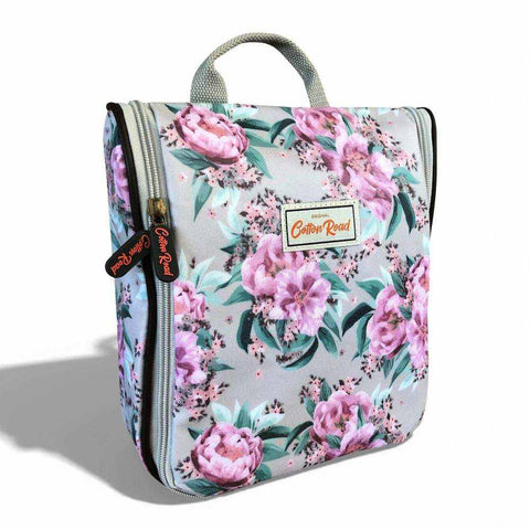 Cotton Road Travel Bag: MINT GREEN FLORAL PVC Foldaway WEEKENDER with Matching Vanity Bag Set