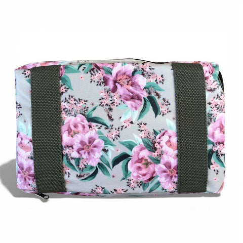 Cotton Road Travel Bag: MINT GREEN FLORAL PVC Foldaway WEEKENDER with Matching Vanity Bag Set