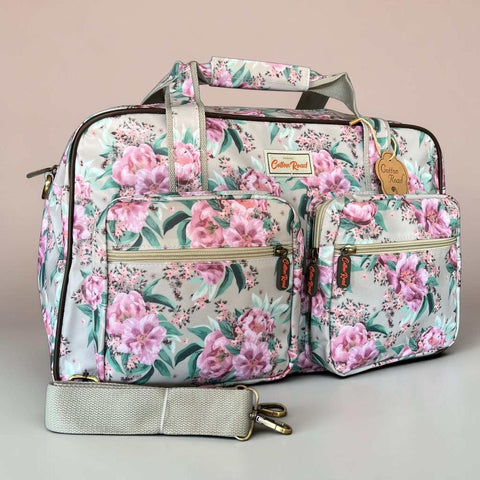Cotton Road Travel Bag: MINT GREEN FLORAL PVC Overnight Bag