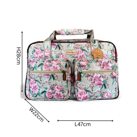 Cotton Road Travel Bag: MINT GREEN FLORAL PVC Overnight with Matching Hanging Vanity Set