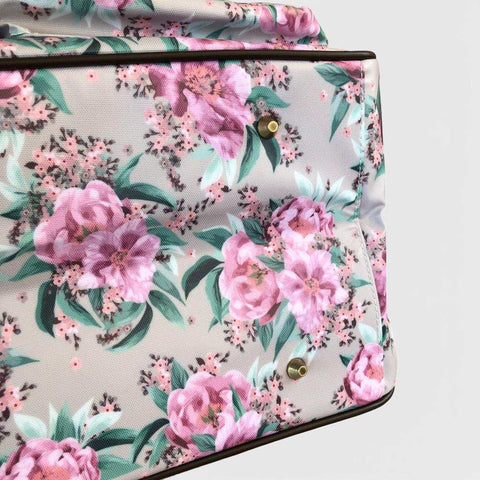 Cotton Road Travel Bag: MINT GREEN FLORAL PVC Overnight with Matching Hanging Vanity Set