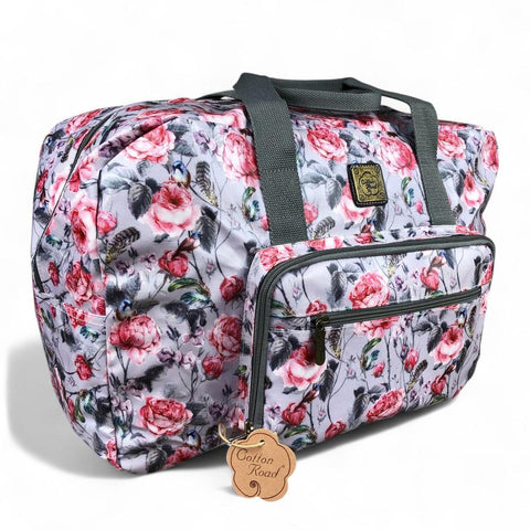Cotton Road Travel Bag: PINK FLORAL PVC Foldaway WEEKENDER Travel Bag
