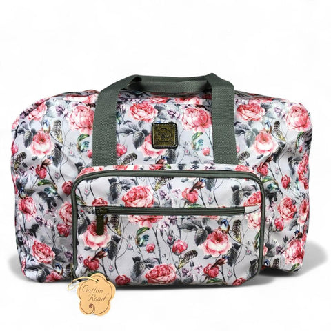 Cotton Road Travel Bag: PINK FLORAL PVC Foldaway WEEKENDER Travel Bag