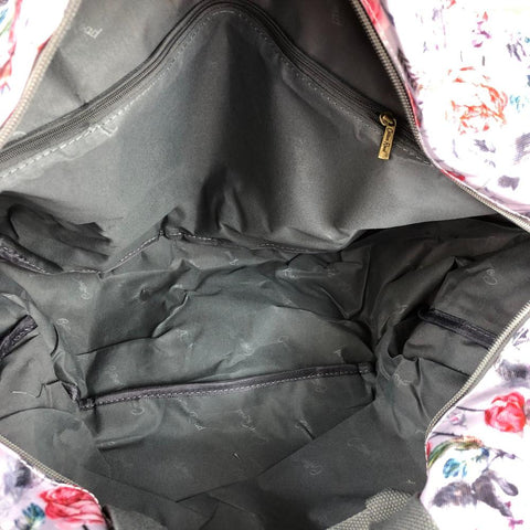 Cotton Road Travel Bag: PINK FLORAL PVC Foldaway WEEKENDER Travel Bag