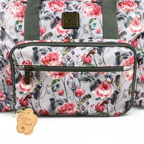 Cotton Road Travel Bag: PINK FLORAL PVC Foldaway WEEKENDER Travel Bag